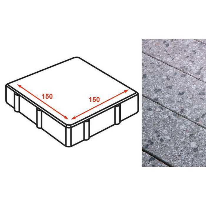 Плита тротуарная Готика Granite FINERRO, квадрат, Галенит 150x150x80 мм